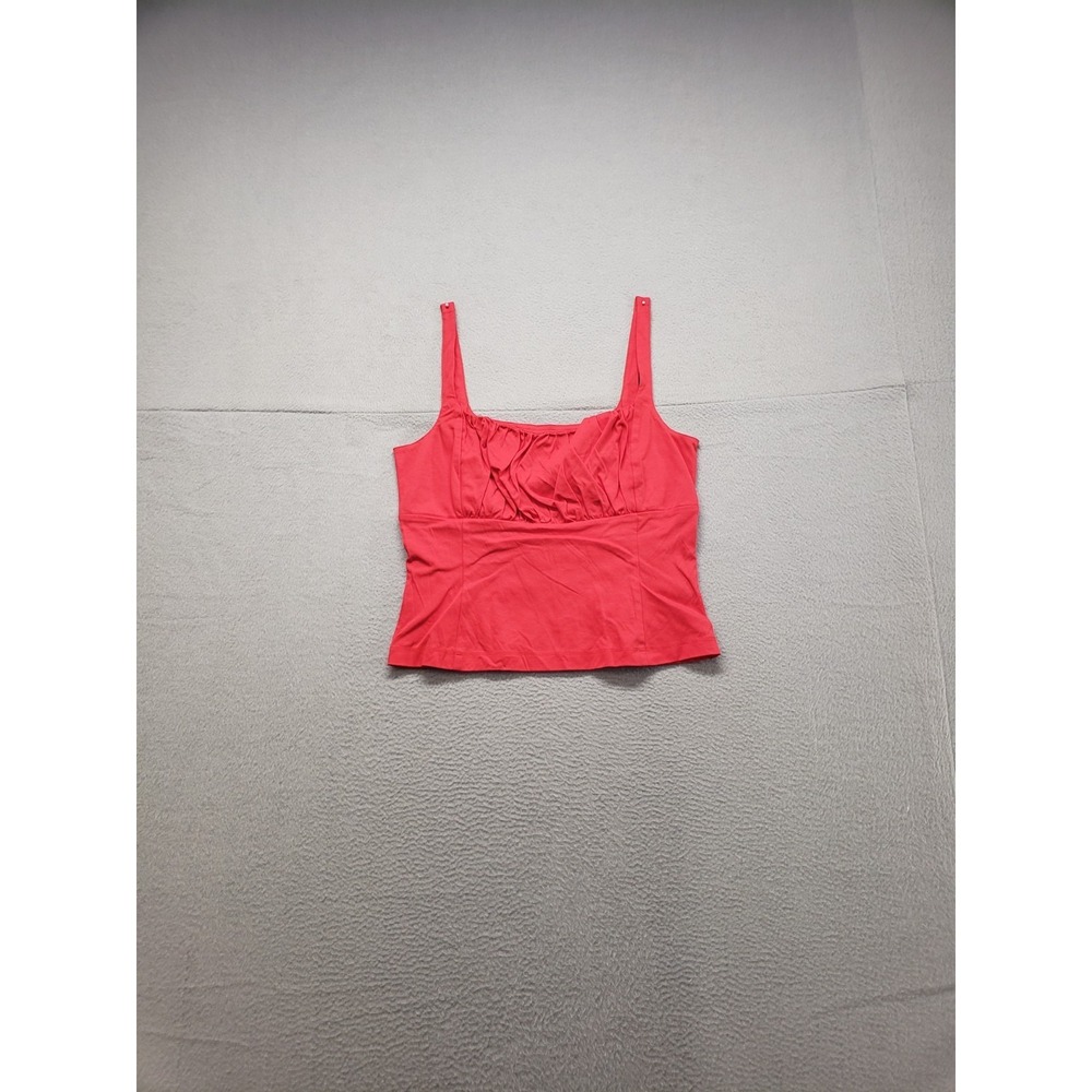 Antonio Melani Women Tank Top S Red Ruched‎ Square Neck Sleeveless Knit Summer